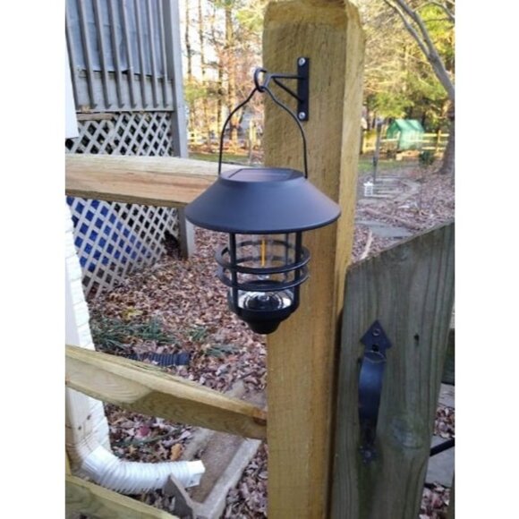 2 Pack Solar Lantern Wall Lights Fixtures Solar Powered Porch Light, Heavy Glass - Picture 2 of 3
